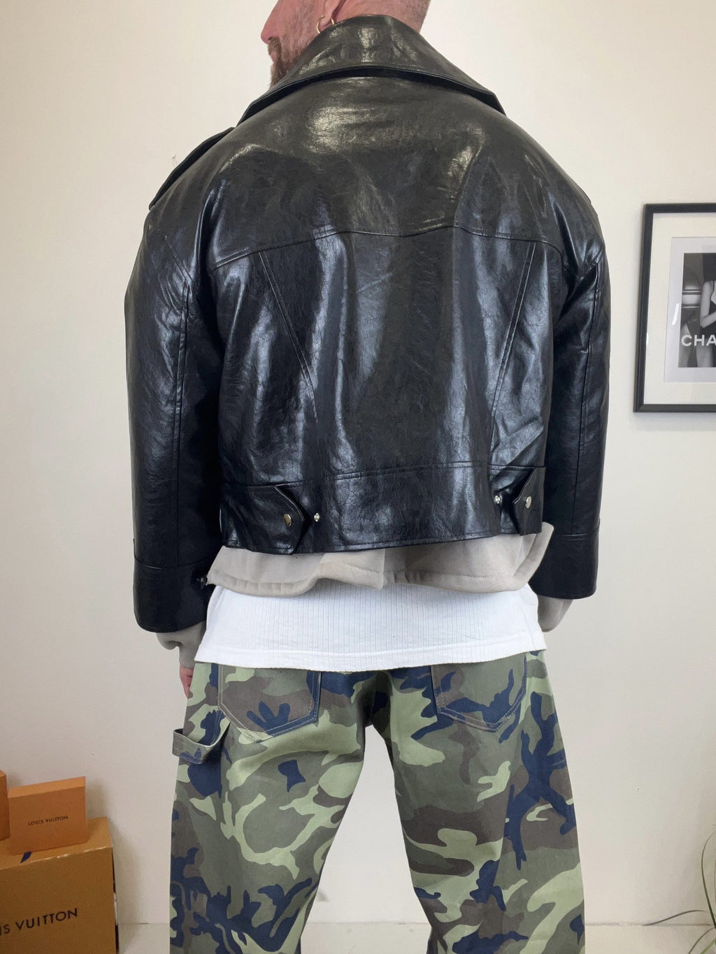 Giacca chiodo crop oversize