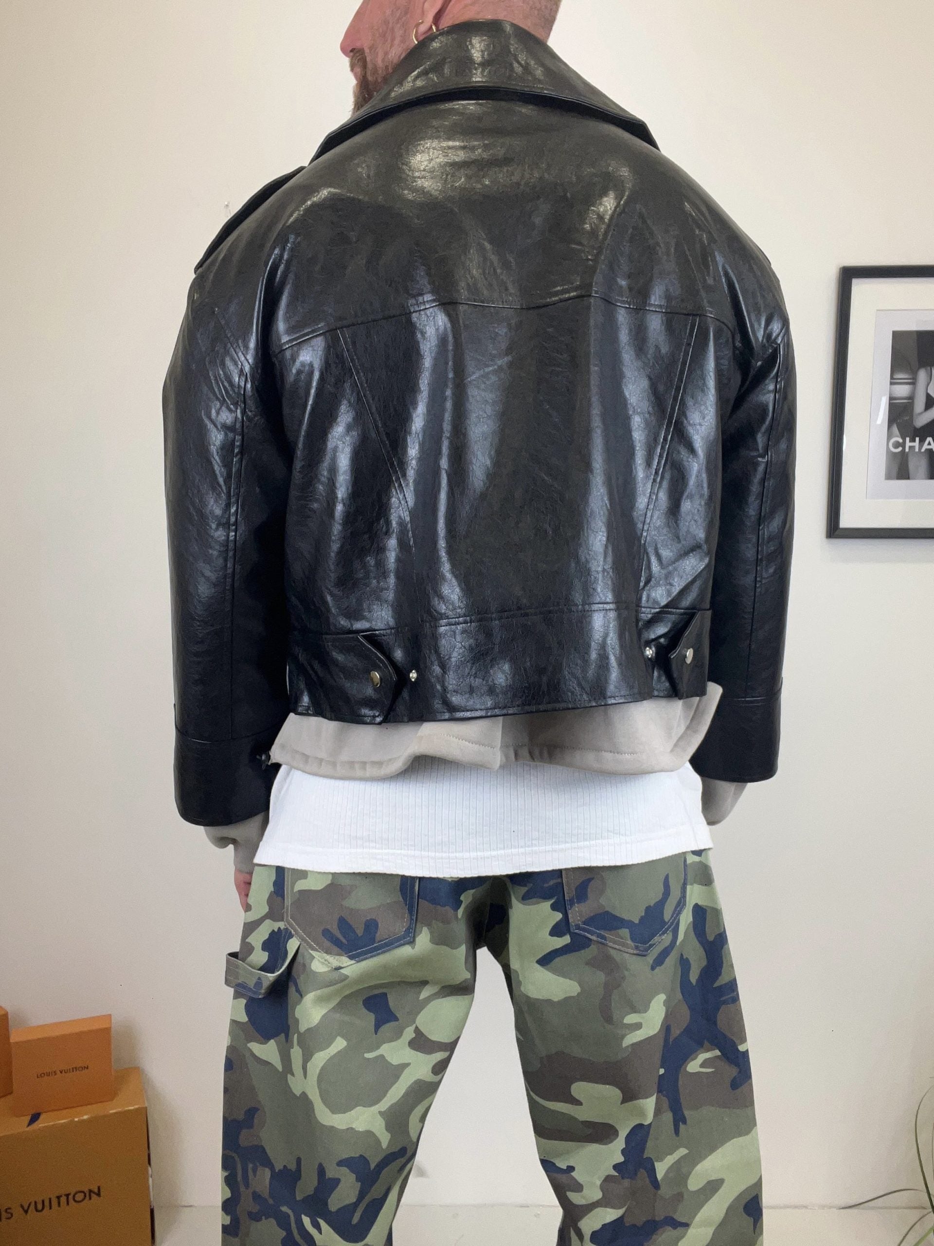 Giacca chiodo crop oversize