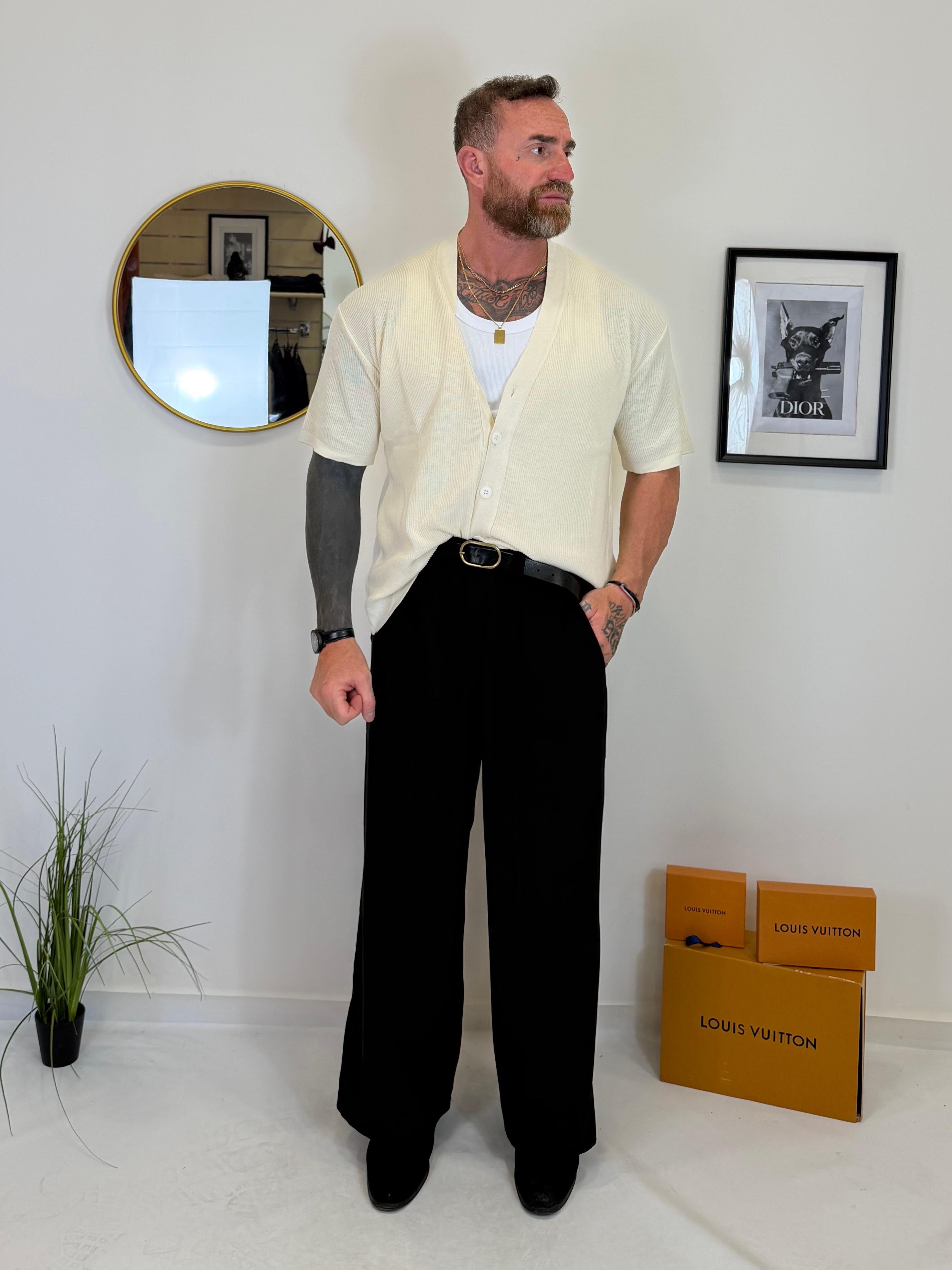 Cardigan in filo mezza manica