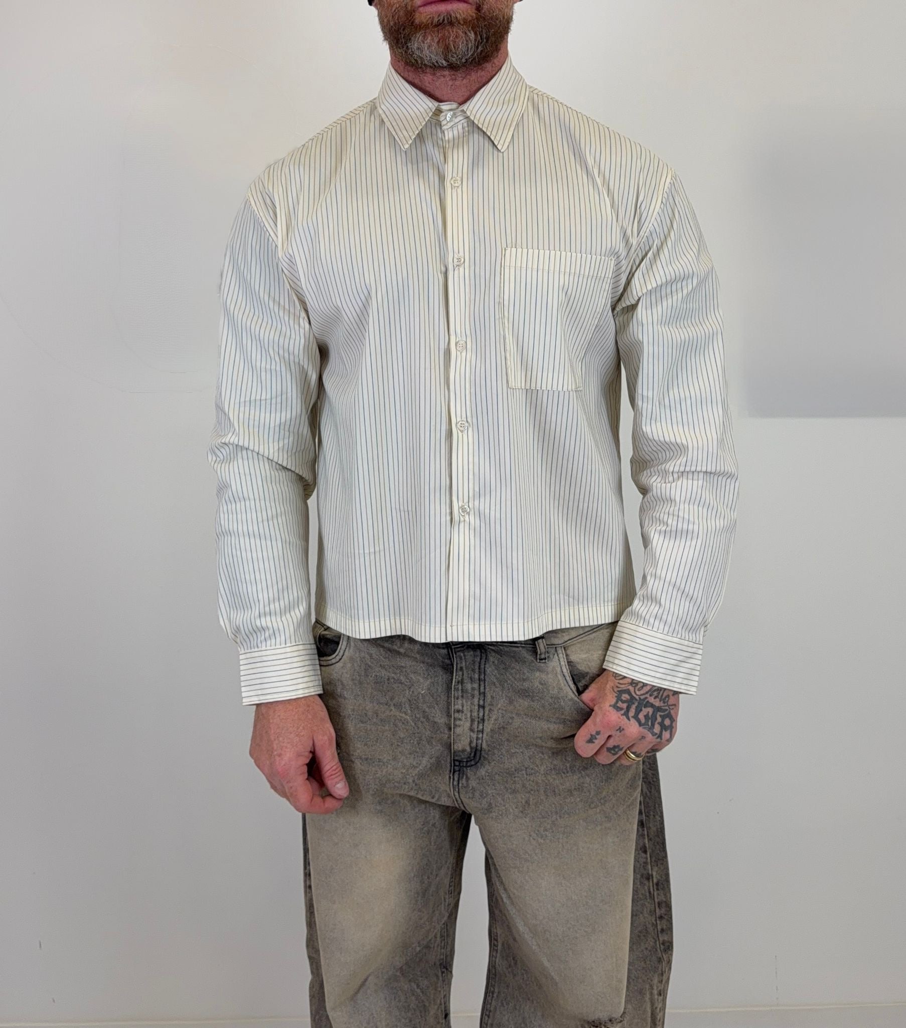 Camicia crop a righe