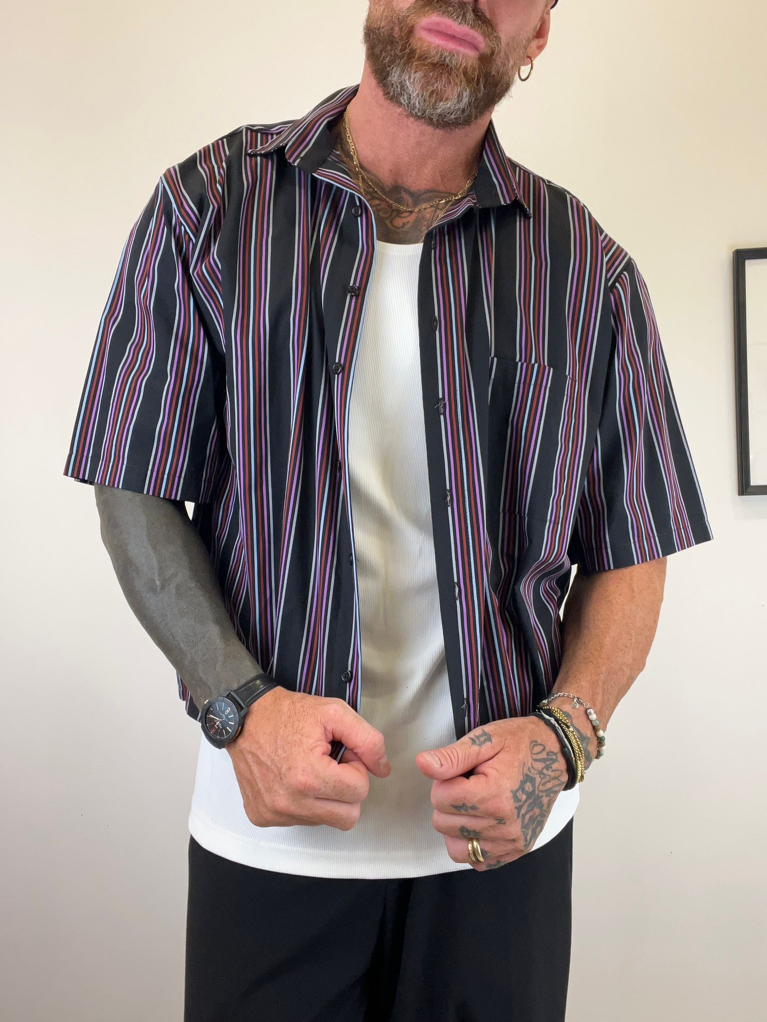 Camicia crop a righe