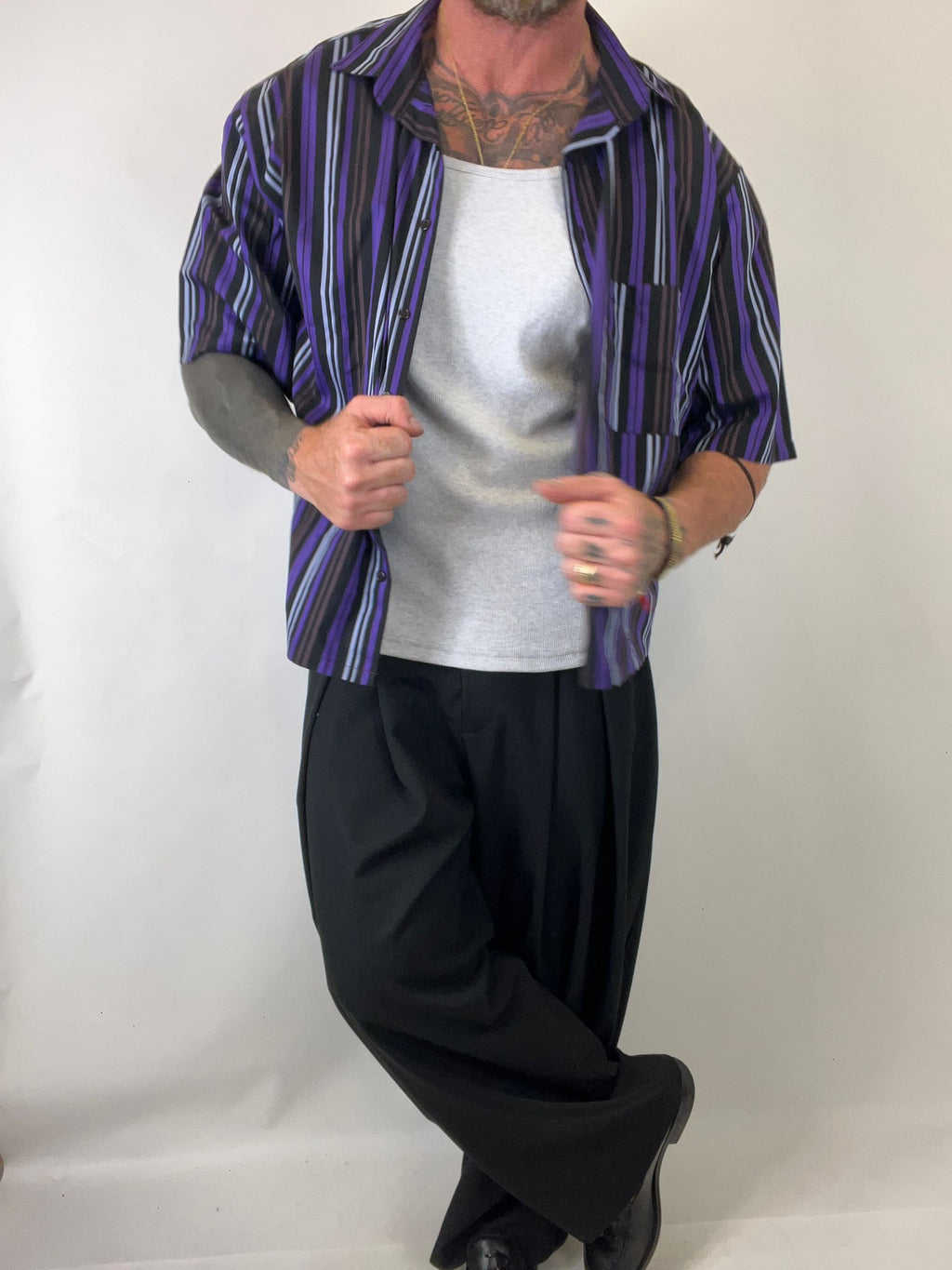 Camicia crop a righe