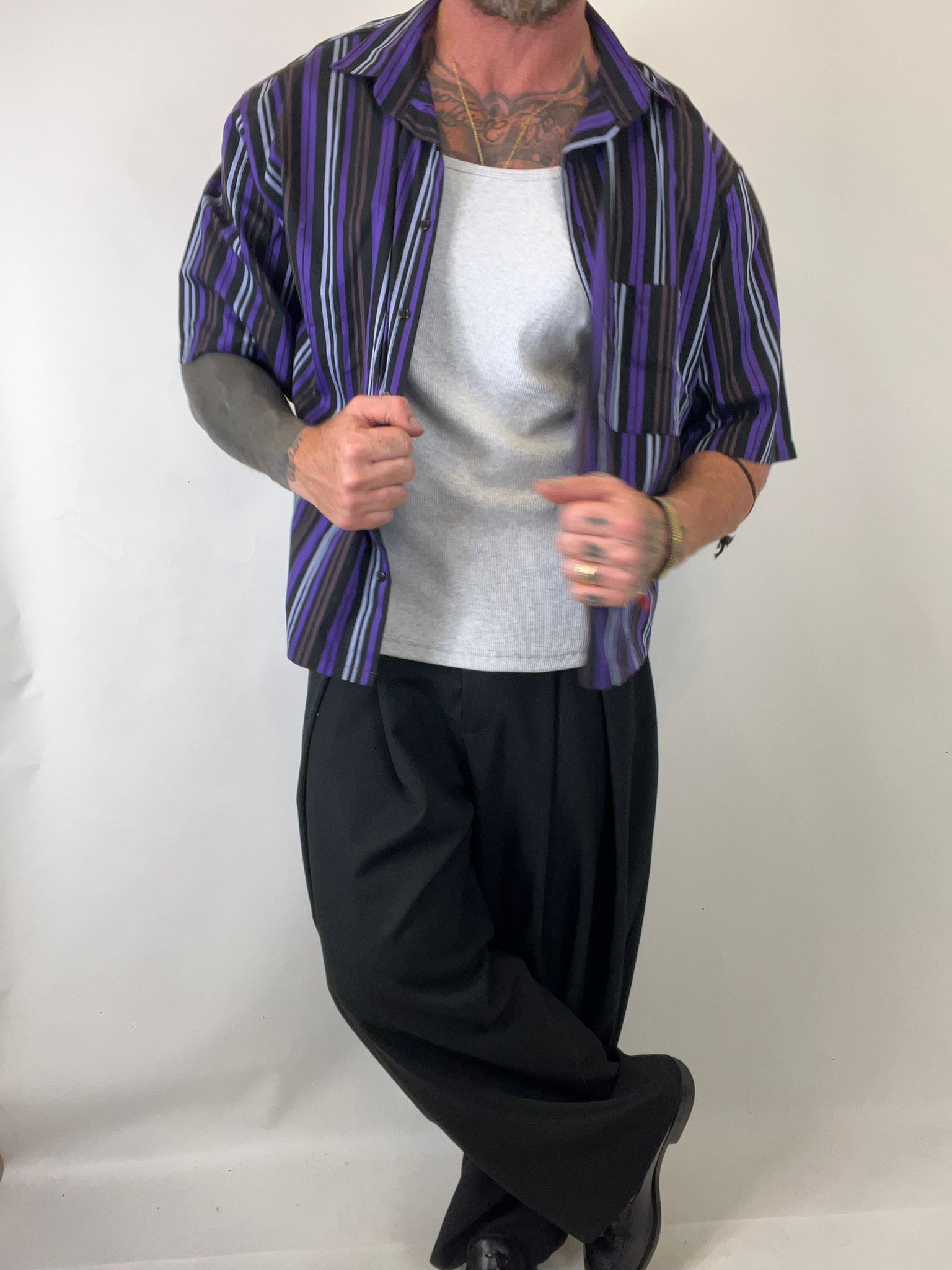 Camicia crop a righe