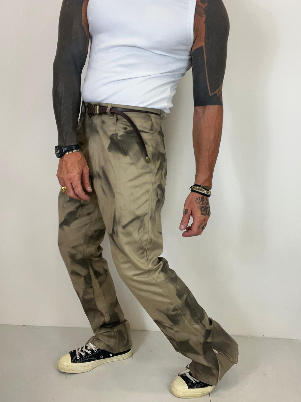 Pantalone flare zip Desert