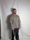 Shirt long sleeve double Fango indossata, dettaglio dell'effetto doppia manica