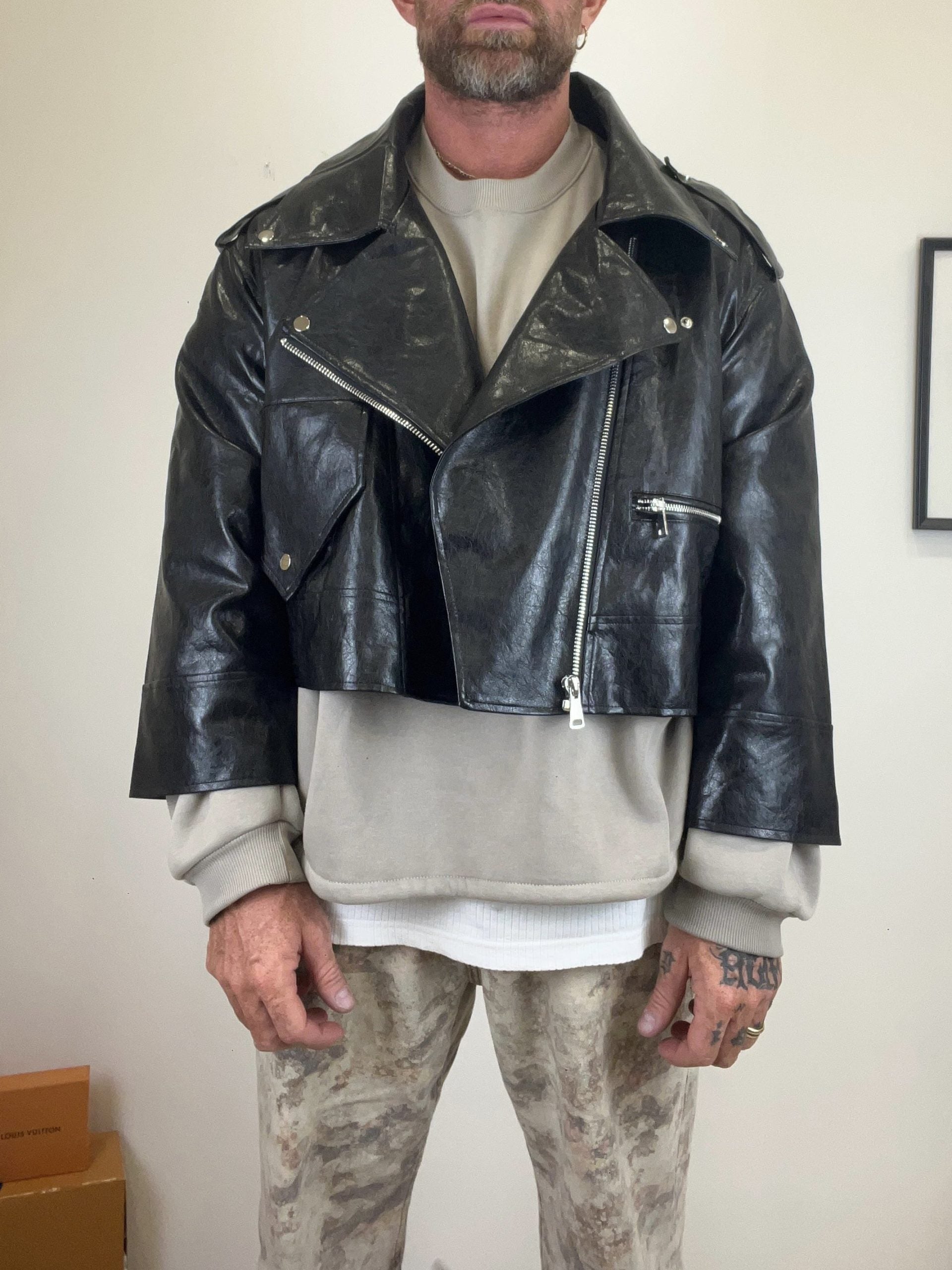 Giacca chiodo crop oversize